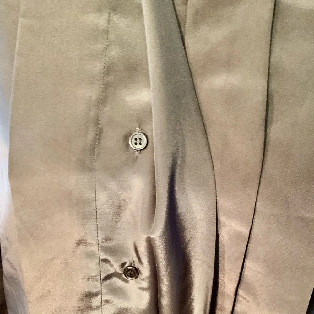 Vintage Blouse Size 8 Susan Hutton Black Satin White Buttons Long Sleeve Classy - Picture 12 of 16